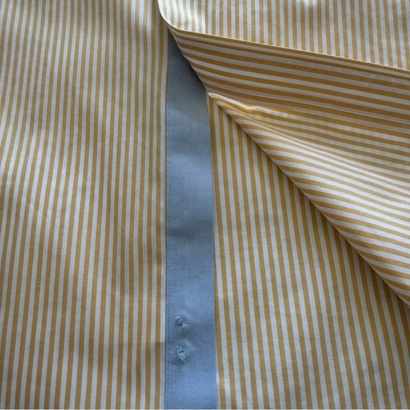 Paul Fredrick Yellow & White Striped 16x32 Classic Fit No Iron Shirt - Picture 5 of 5